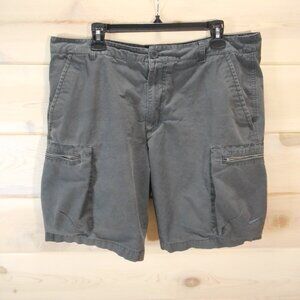 Nike Men's Size 36 Woven Dark Gray Cargo Shorts Rip-Stop 613644-060 Zip Pockets